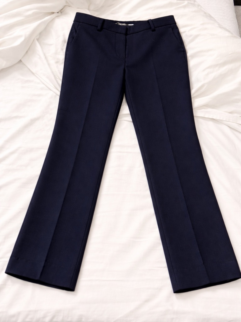 Ann Taylor Petite Sophia 0P Atlantic Navy Work Trousers Straight Office Pants